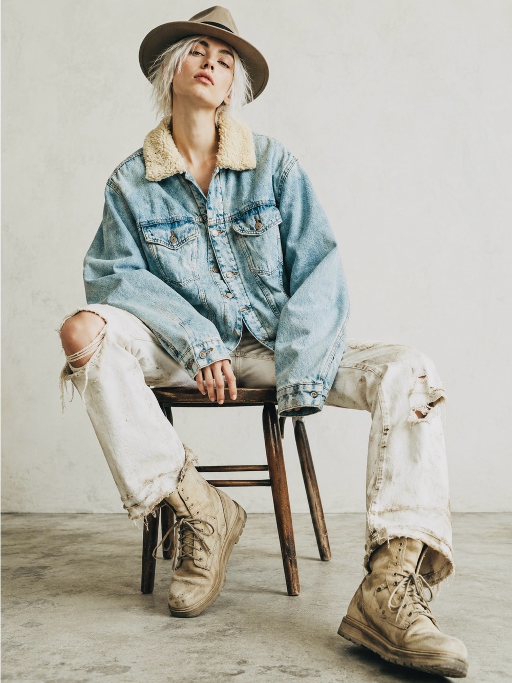 Zara Sherpa Jean jacket